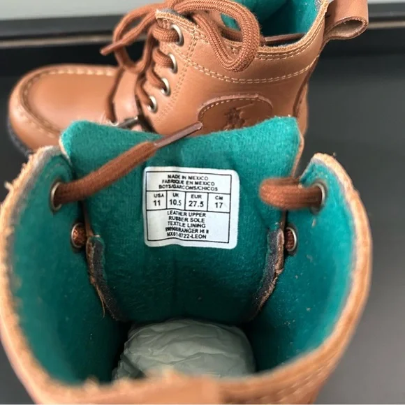 NWOB Polo Ralph Lauren Tan Burnished Leather Lace-Up Ranger Hi II Boot Size 11 - Picture 8 of 10